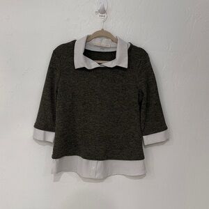 Gray sweater with white shirt collar “Good Days Only” size PS